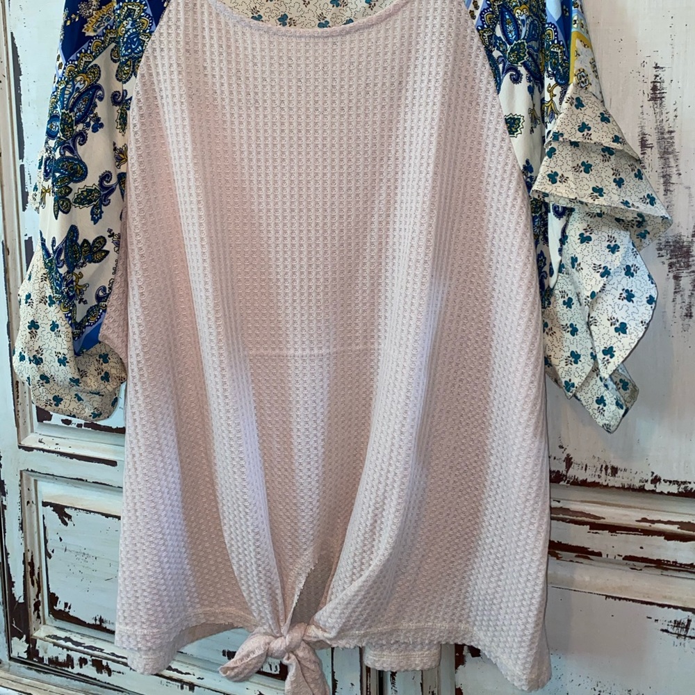 Umgee boho top with a tie hem